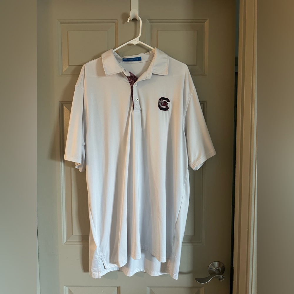 Southern Tide White Polo with Embroidered Emblem
